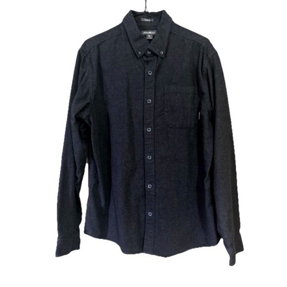 Eddie Bauer Men's Eddie's Favourite Flannel Classic Fit Large‎ Solid Grey Cotton